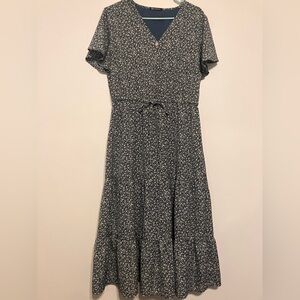 Blue Floral Midi Dress